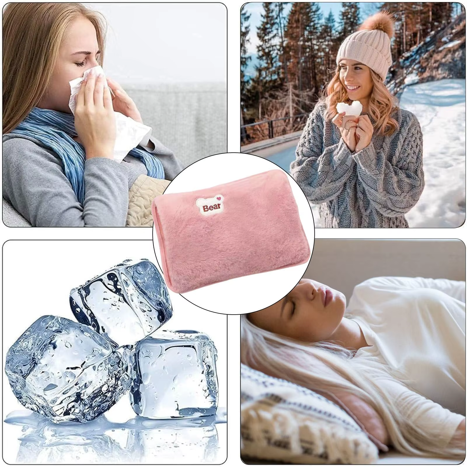 Plug Hand Warmer Electric Hot Water Bag Winter Soft Plush Charging Hot Water Bottle Rechargeable Warm Hand Pocket