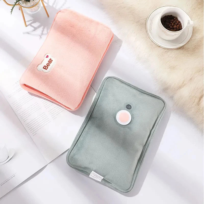 Plug Hand Warmer Electric Hot Water Bag Winter Soft Plush Charging Hot Water Bottle Rechargeable Warm Hand Pocket
