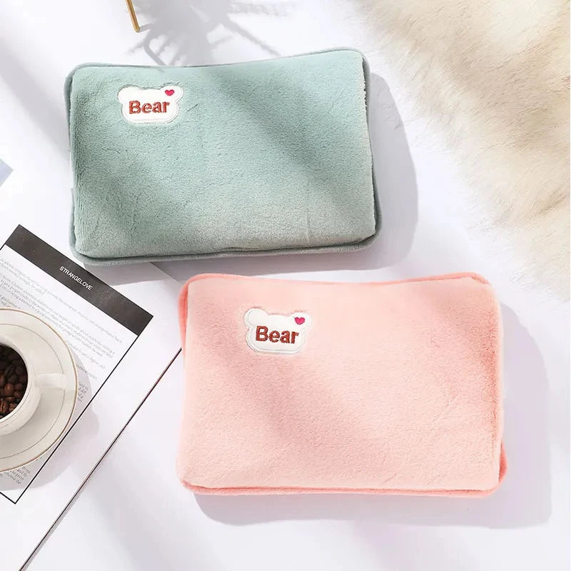 Plug Hand Warmer Electric Hot Water Bag Winter Soft Plush Charging Hot Water Bottle Rechargeable Warm Hand Pocket