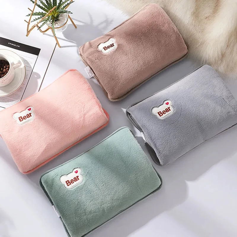 Plug Hand Warmer Electric Hot Water Bag Winter Soft Plush Charging Hot Water Bottle Rechargeable Warm Hand Pocket